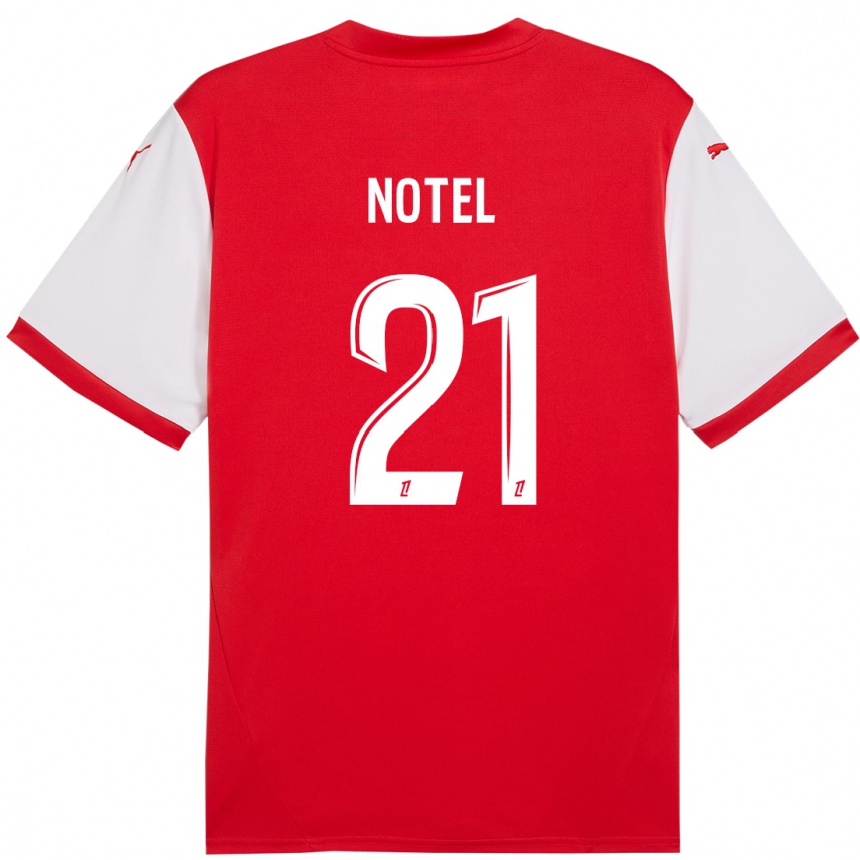 Hombre Fútbol Camiseta Lea Notel #21 Rojo Blanco 1ª Equipación 2024/25 México