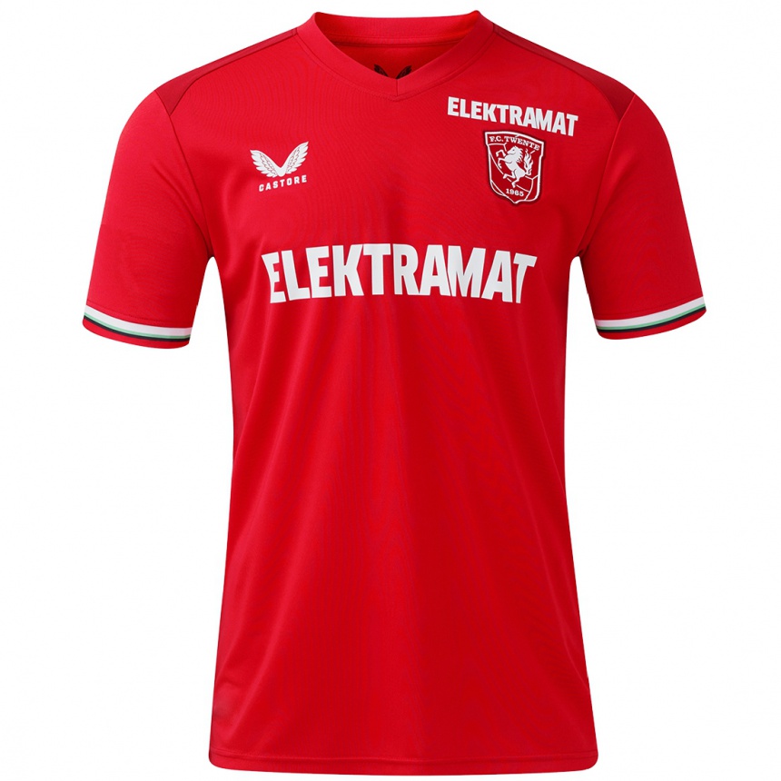 Hombre Fútbol Camiseta Mees Hilgers #2 Rojo Blanco 1ª Equipación 2024/25 México