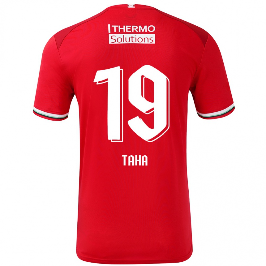 Hombre Fútbol Camiseta Younes Taha #19 Rojo Blanco 1ª Equipación 2024/25 México