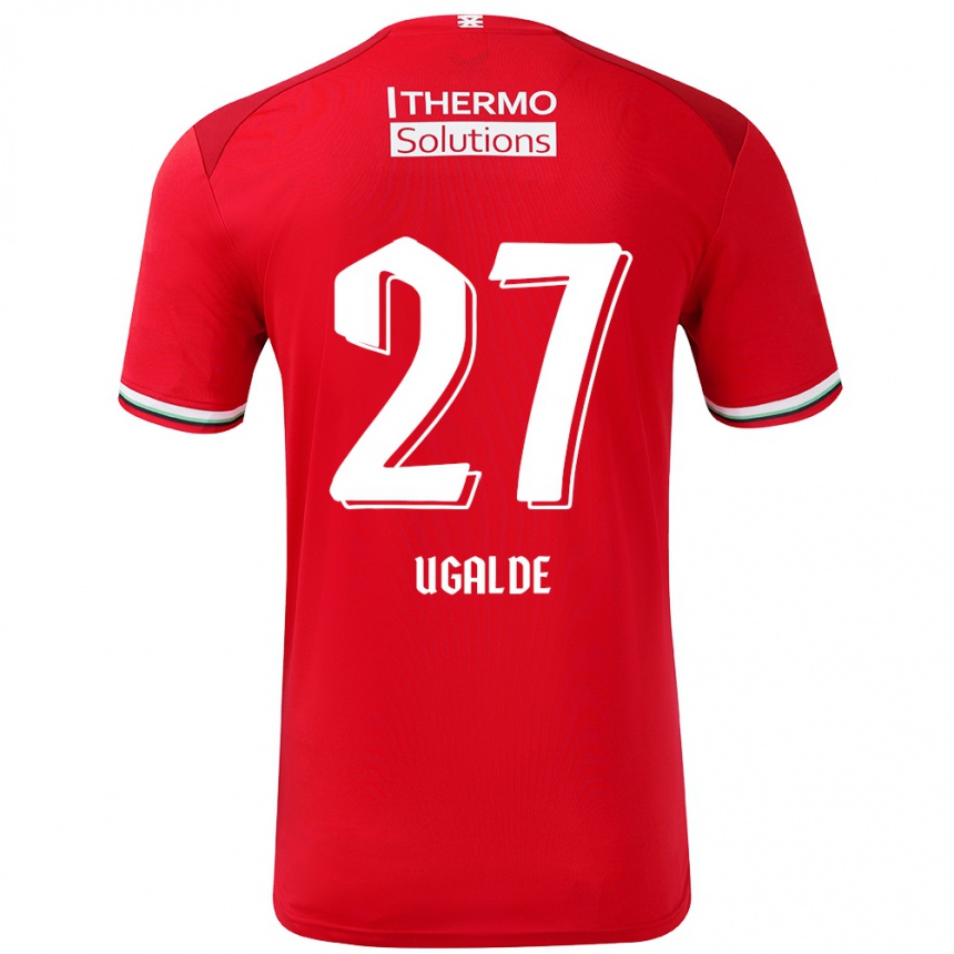 Hombre Fútbol Camiseta Manfred Ugalde #27 Rojo Blanco 1ª Equipación 2024/25 México