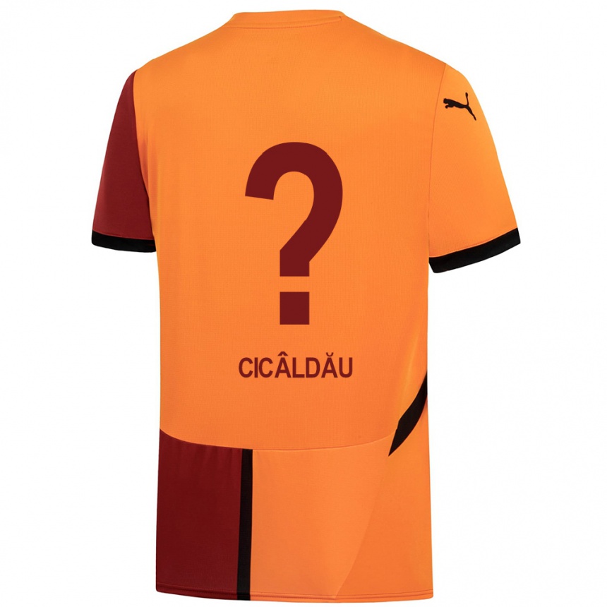 Hombre Fútbol Camiseta Alexandru Cicâldău #0 Amarillo Rojo 1ª Equipación 2024/25 México