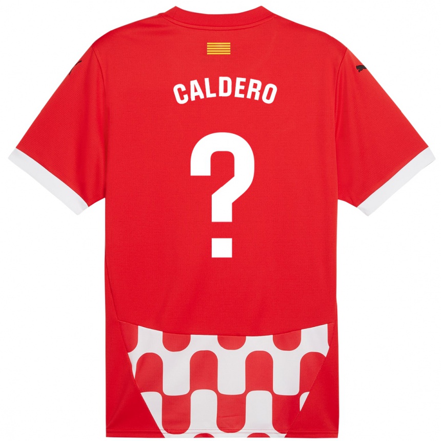 Hombre Fútbol Camiseta Nil Caldero #0 Rojo Blanco 1ª Equipación 2024/25 México