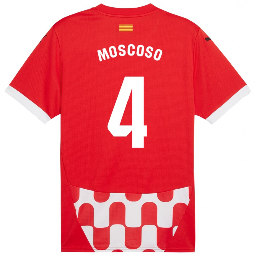 Hombre Fútbol Camiseta Miriam Moscoso #4 Rojo Blanco 1ª Equipación 2024/25 México