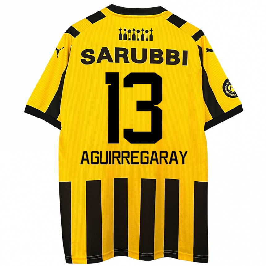 Hombre Fútbol Camiseta Matías Aguirregaray #13 Amarillo Negro 1ª Equipación 2024/25 México