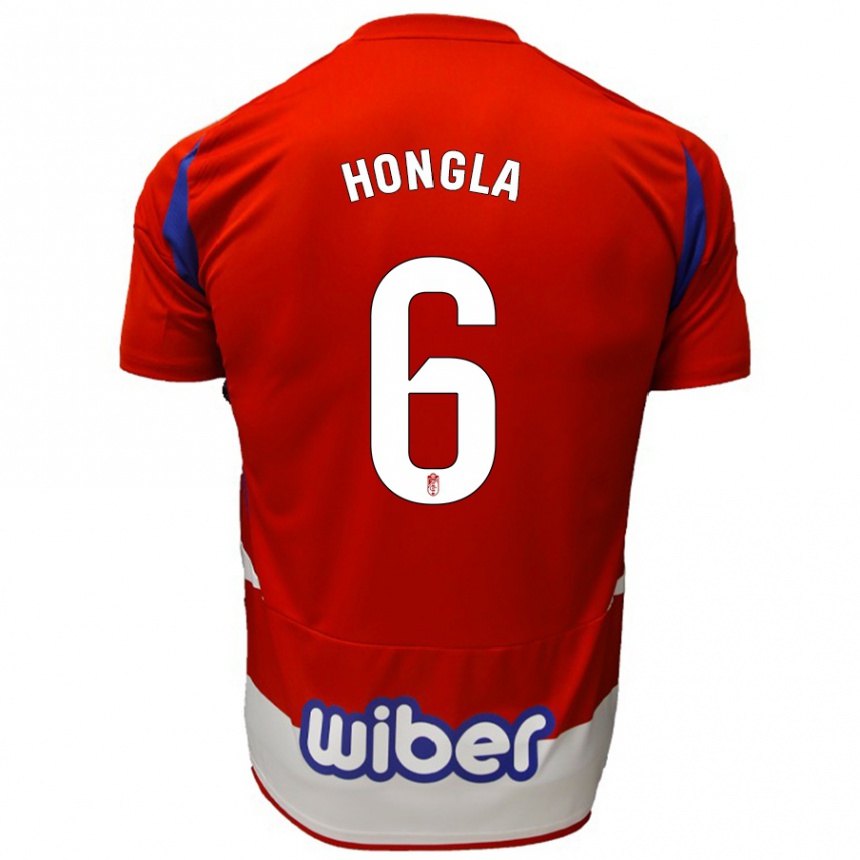 Hombre Fútbol Camiseta Martin Hongla #6 Rojo Blanco Azul 1ª Equipación 2024/25 México