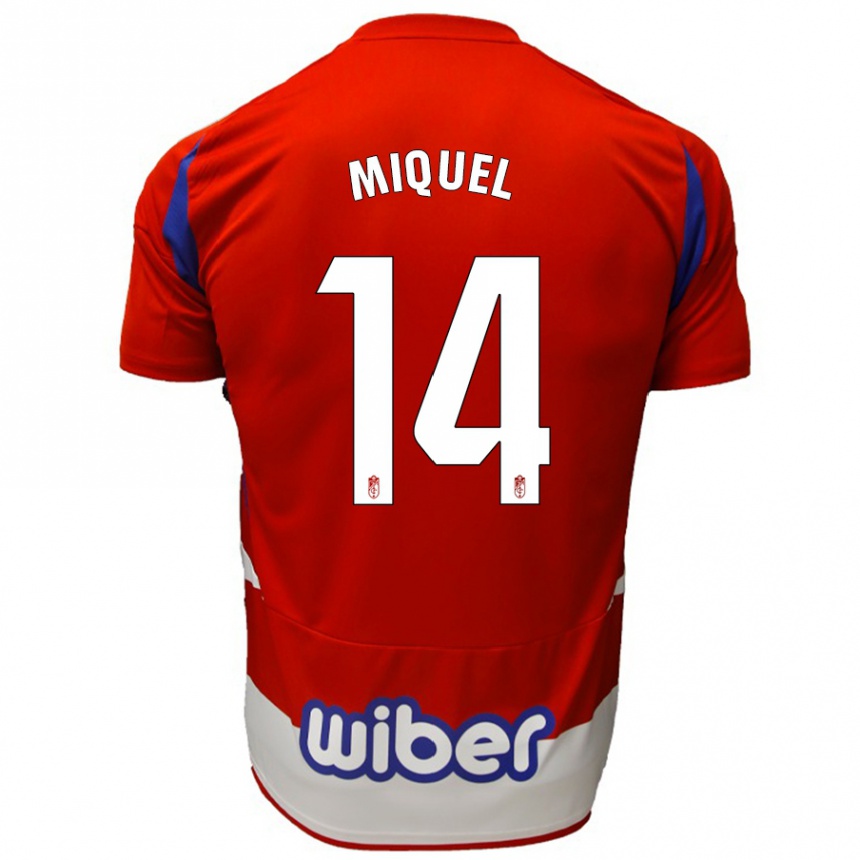 Hombre Fútbol Camiseta Ignasi Miquel #14 Rojo Blanco Azul 1ª Equipación 2024/25 México