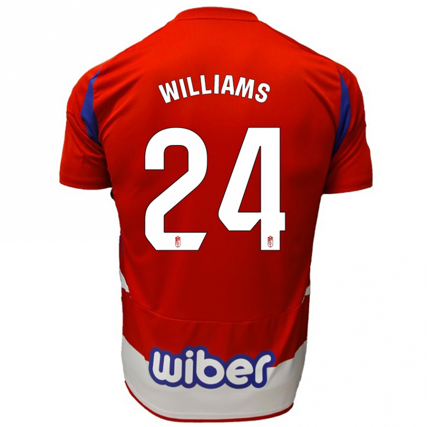 Hombre Fútbol Camiseta Loïc Williams #24 Rojo Blanco Azul 1ª Equipación 2024/25 México