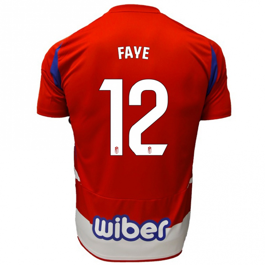 Hombre Fútbol Camiseta Serigne Faye #12 Rojo Blanco Azul 1ª Equipación 2024/25 México