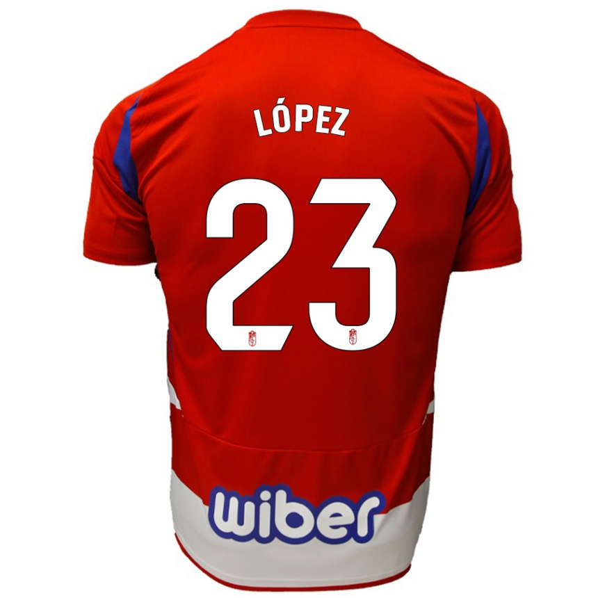 Hombre Fútbol Camiseta Diego López #23 Rojo Blanco Azul 1ª Equipación 2024/25 México