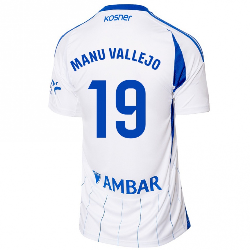 Hombre Fútbol Camiseta Manu Vallejo #19 Rojo Blanco 1ª Equipación 2024/25 México