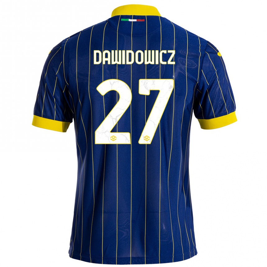 Hombre Fútbol Camiseta Pawel Dawidowicz #27 Azul Amarillo 1ª Equipación 2024/25 México