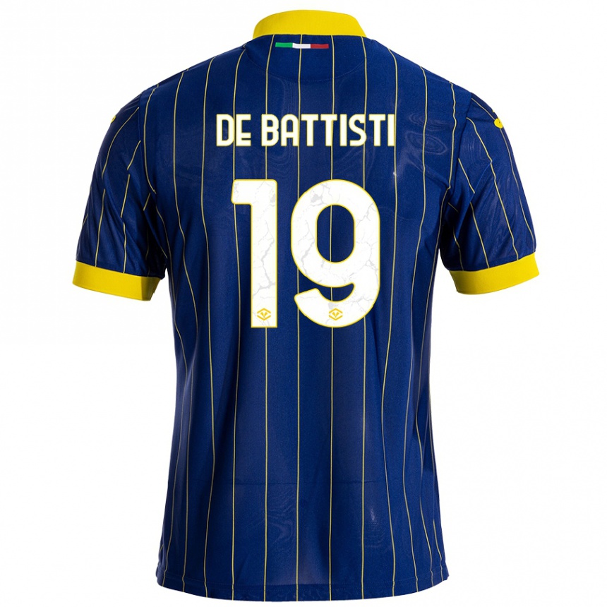 Hombre Fútbol Camiseta Davide De Battisti #19 Azul Amarillo 1ª Equipación 2024/25 México