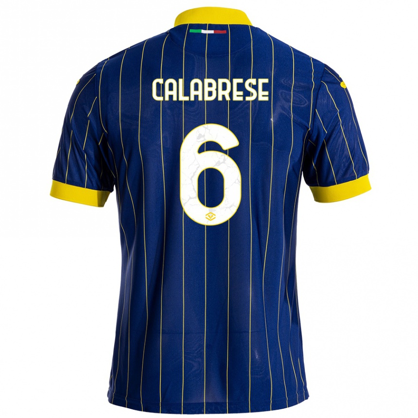 Hombre Fútbol Camiseta Nicolò Calabrese #6 Azul Amarillo 1ª Equipación 2024/25 México