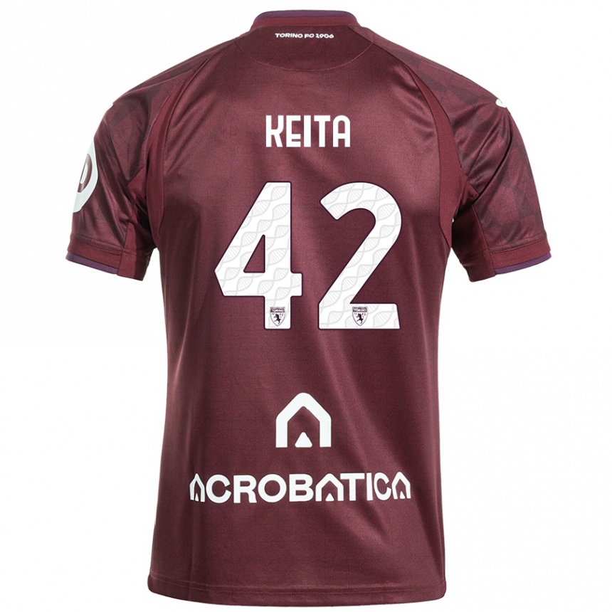 Hombre Fútbol Camiseta Karamoko Keita #42 Granate Blanco 1ª Equipación 2024/25 México