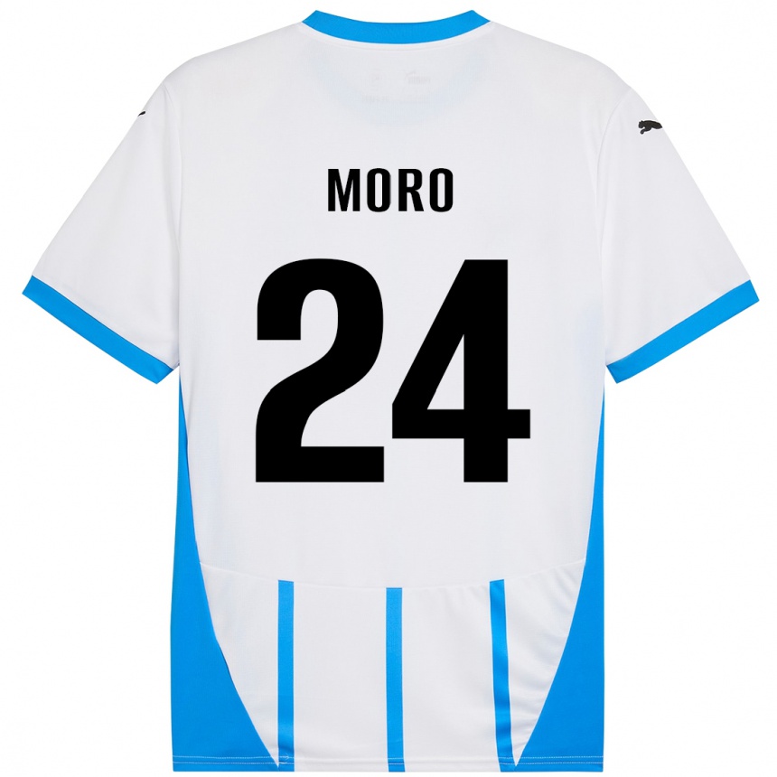 Hombre Fútbol Camiseta Luca Moro #24 Blanco Azul 2ª Equipación 2024/25 México