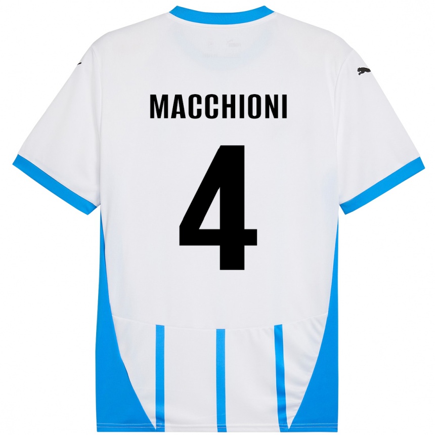 Hombre Fútbol Camiseta Tommaso Macchioni #4 Blanco Azul 2ª Equipación 2024/25 México