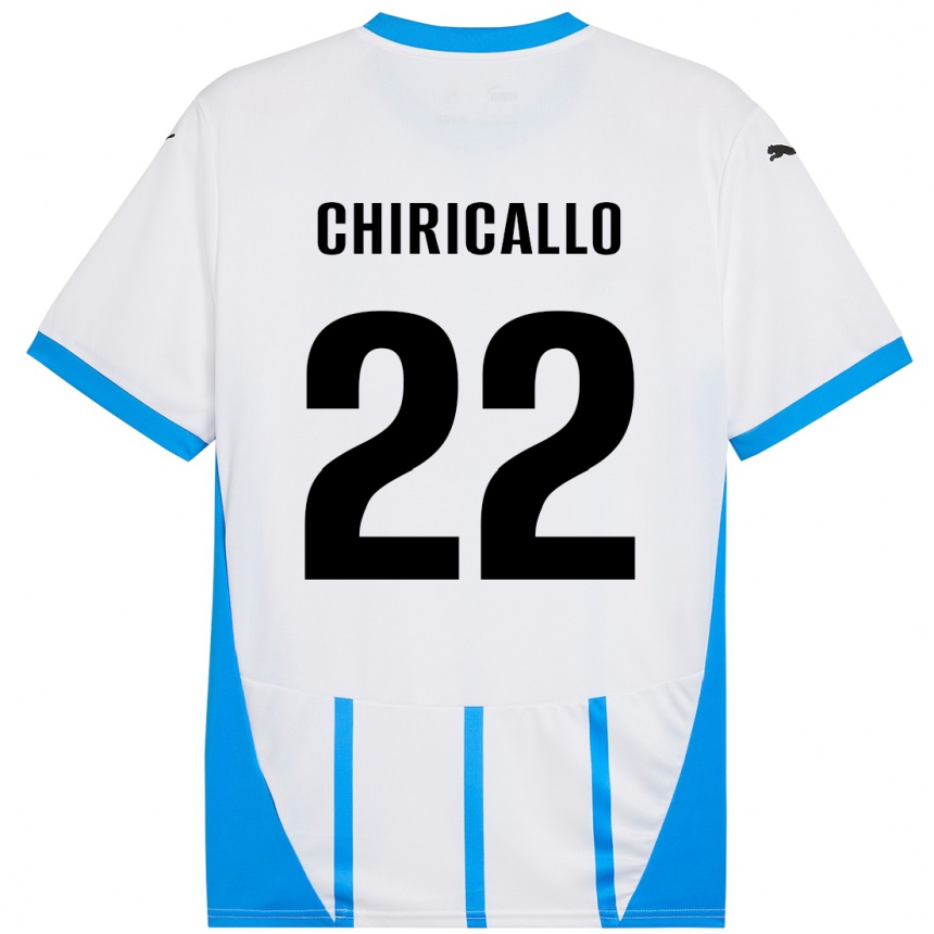 Hombre Fútbol Camiseta Giovanni Chiricallo #22 Blanco Azul 2ª Equipación 2024/25 México