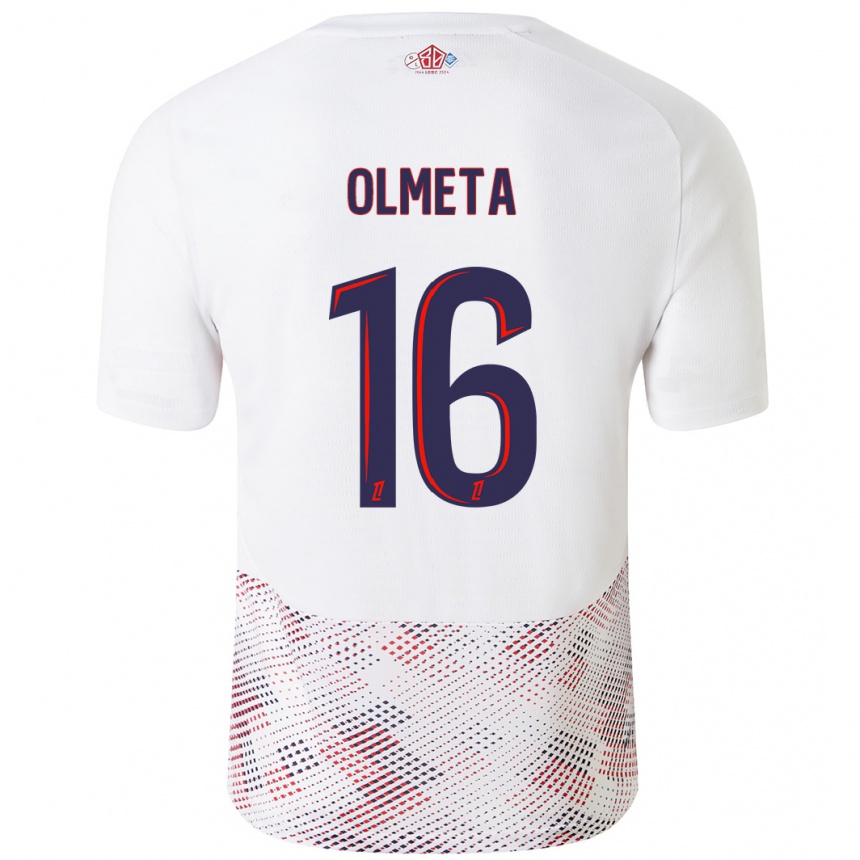 Hombre Fútbol Camiseta Lisandru Olmeta #16 Blanco Azul Real 2ª Equipación 2024/25 México