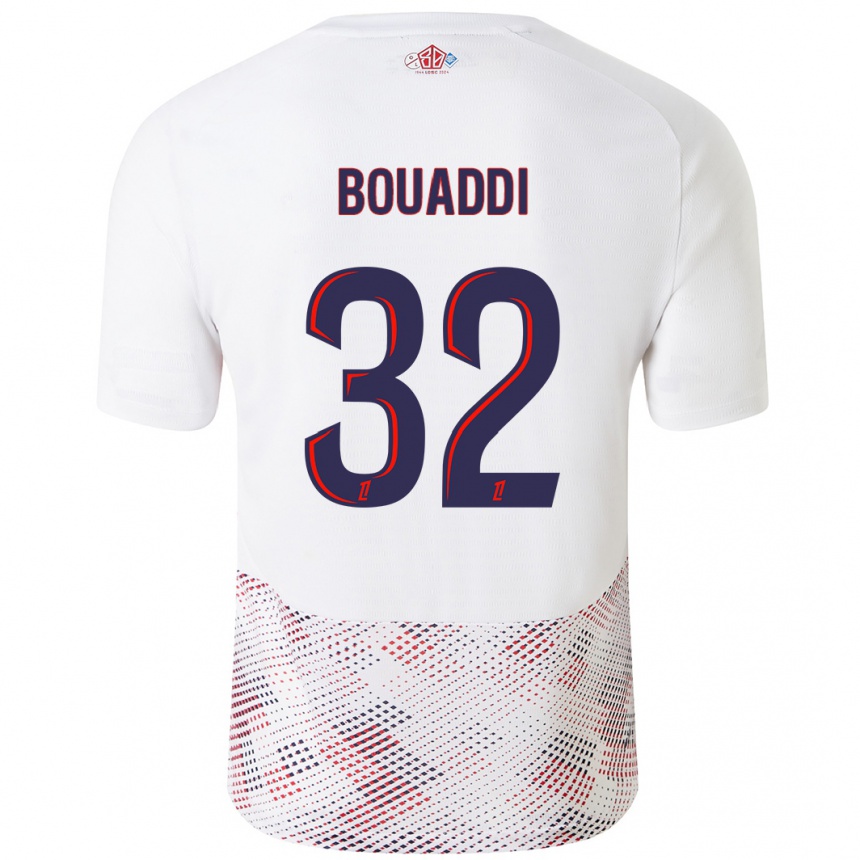 Hombre Fútbol Camiseta Ayyoub Bouaddi #32 Blanco Azul Real 2ª Equipación 2024/25 México