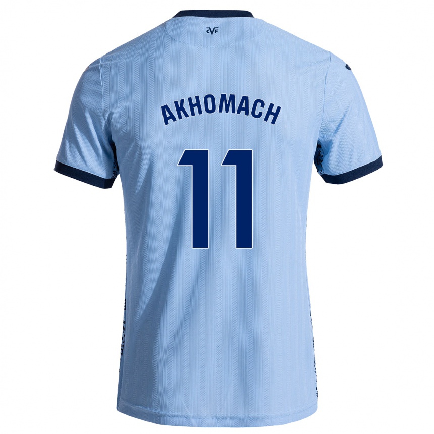 Hombre Fútbol Camiseta Ilias Akhomach #11 Azul Cielo 2ª Equipación 2024/25 México