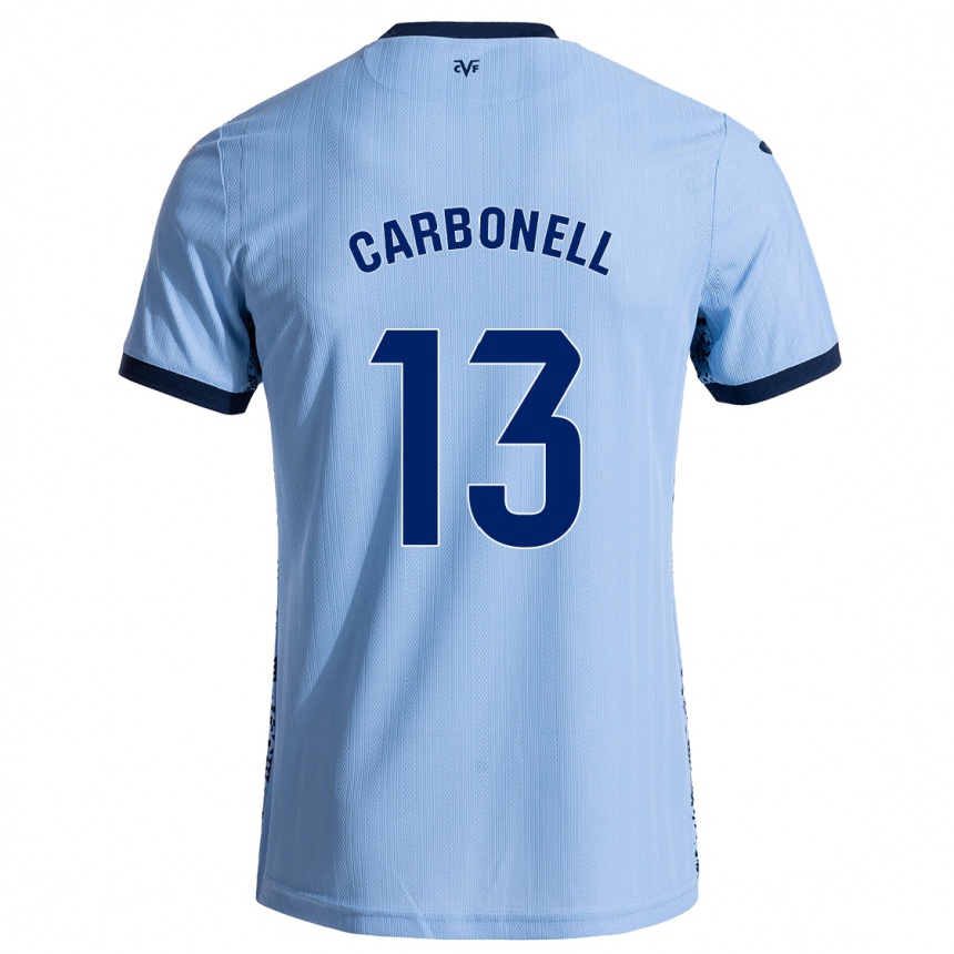 Hombre Fútbol Camiseta Carmen Carbonell #13 Azul Cielo 2ª Equipación 2024/25 México