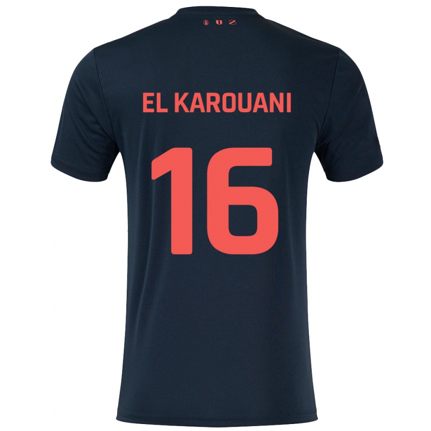 Hombre Fútbol Camiseta Souffian El Karouani #16 Negro Rojo 2ª Equipación 2024/25 México