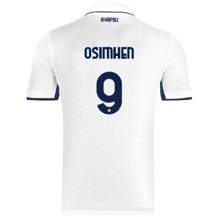 Hombre Fútbol Camiseta Victor Osimhen #9 Blanco Azul Real 2ª Equipación 2024/25 México