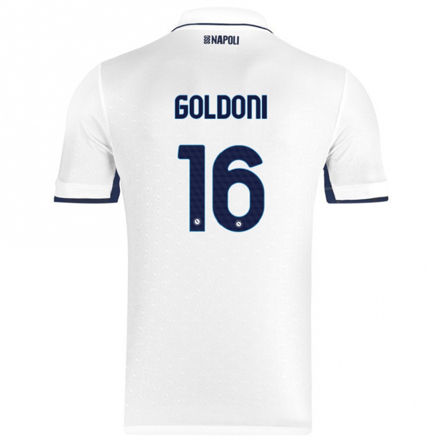 Hombre Fútbol Camiseta Eleonora Goldoni #16 Blanco Azul Real 2ª Equipación 2024/25 México