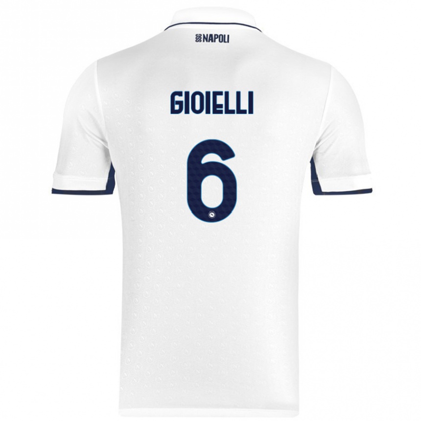 Hombre Fútbol Camiseta Francesco Pio Gioielli #6 Blanco Azul Real 2ª Equipación 2024/25 México