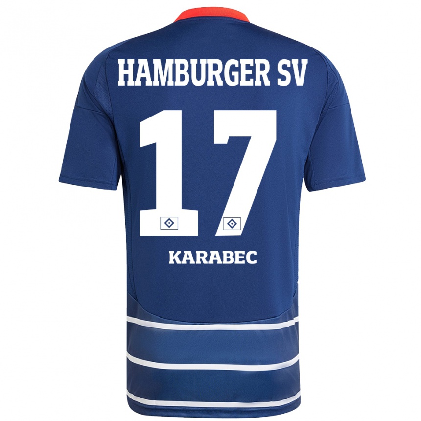 Hombre Fútbol Camiseta Adam Karabec #17 Azul Oscuro 2ª Equipación 2024/25 México