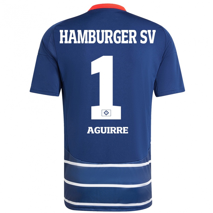 Hombre Fútbol Camiseta José Aguirre #1 Azul Oscuro 2ª Equipación 2024/25 México