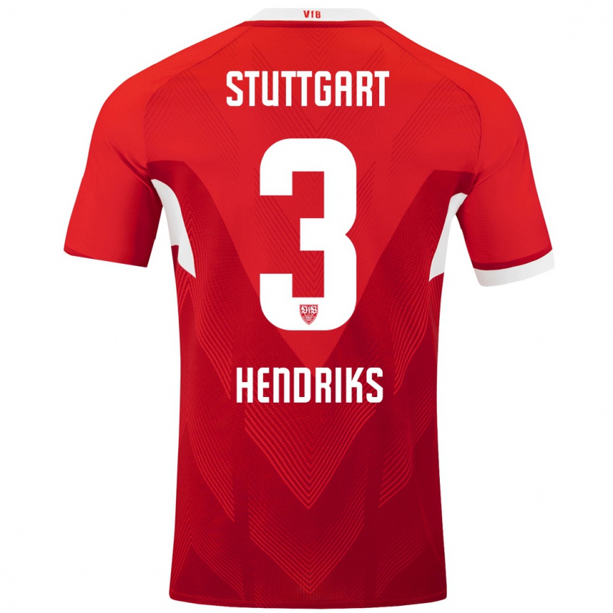 Hombre Fútbol Camiseta Ramon Hendriks #3 Rojo Blanco 2ª Equipación 2024/25 México