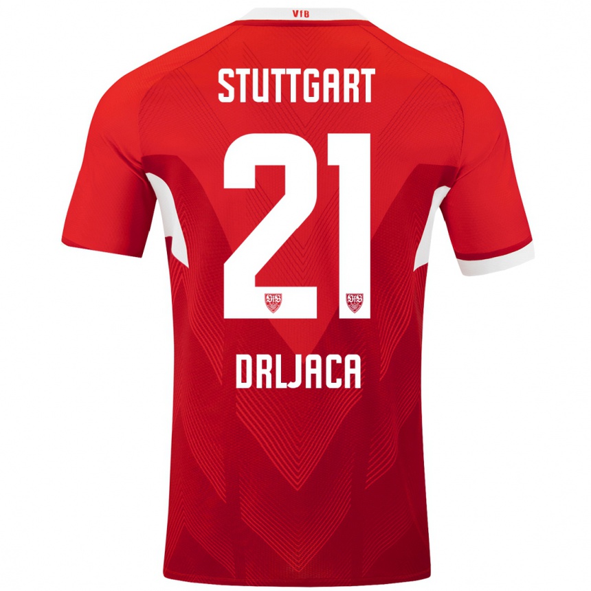 Hombre Fútbol Camiseta Stefan Drljaca #21 Rojo Blanco 2ª Equipación 2024/25 México