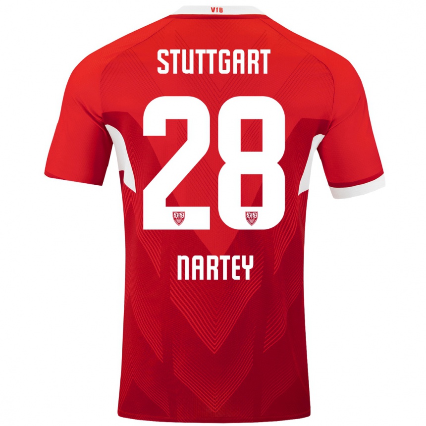 Hombre Fútbol Camiseta Nikolas Nartey #28 Rojo Blanco 2ª Equipación 2024/25 México