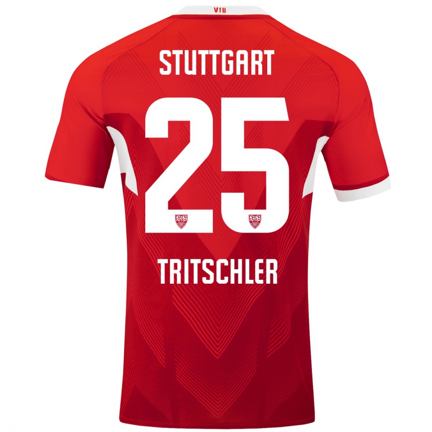 Hombre Fútbol Camiseta David Tritschler #25 Rojo Blanco 2ª Equipación 2024/25 México