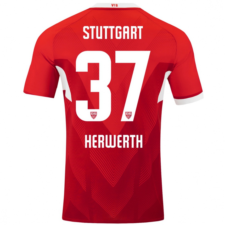 Hombre Fútbol Camiseta Maximilian Herwerth #37 Rojo Blanco 2ª Equipación 2024/25 México