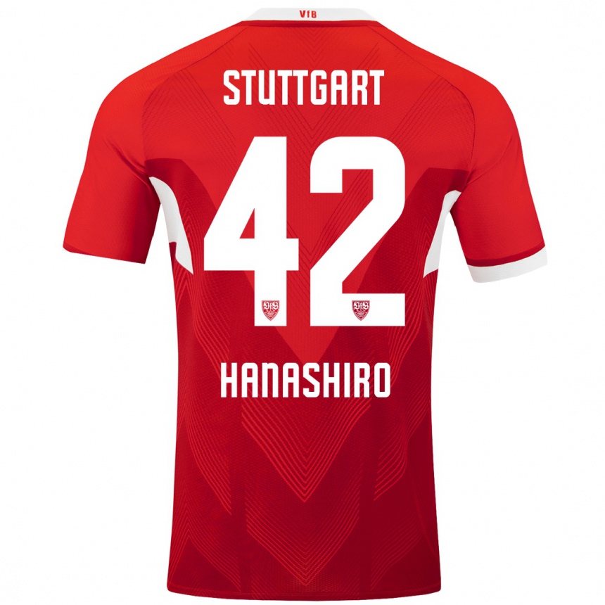 Hombre Fútbol Camiseta Rinto Hanashiro #42 Rojo Blanco 2ª Equipación 2024/25 México