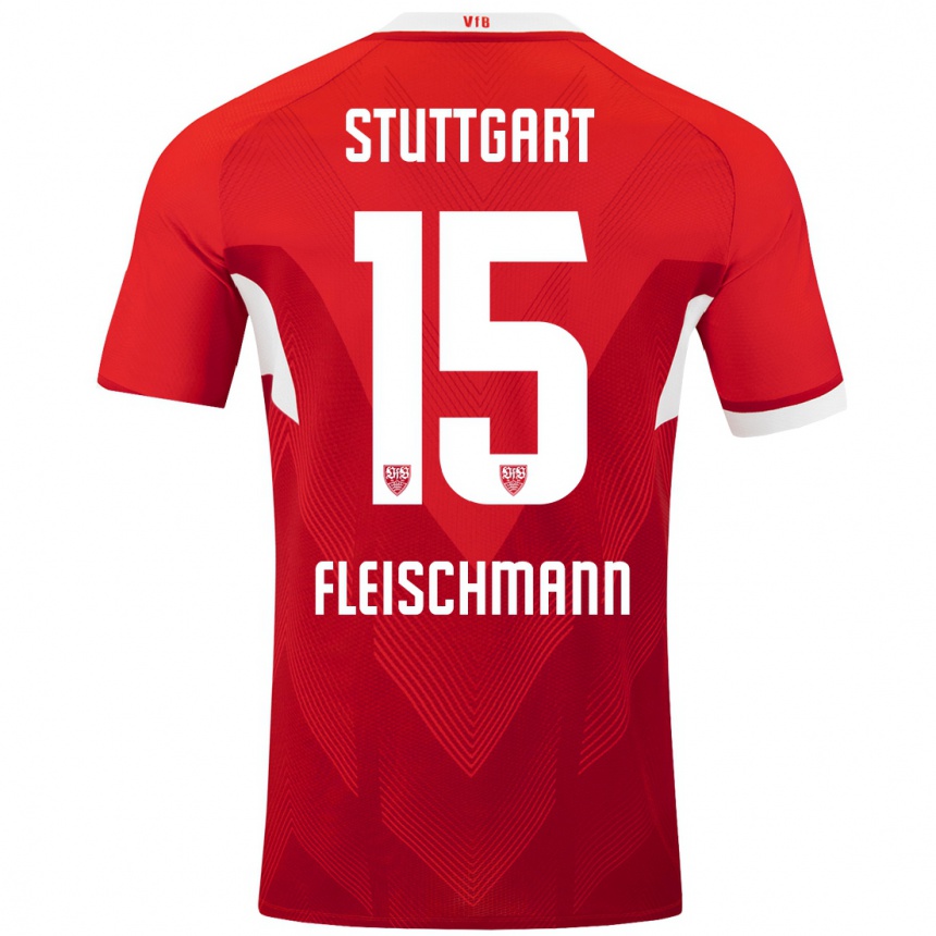 Hombre Fútbol Camiseta Svea Fleischmann #15 Rojo Blanco 2ª Equipación 2024/25 México