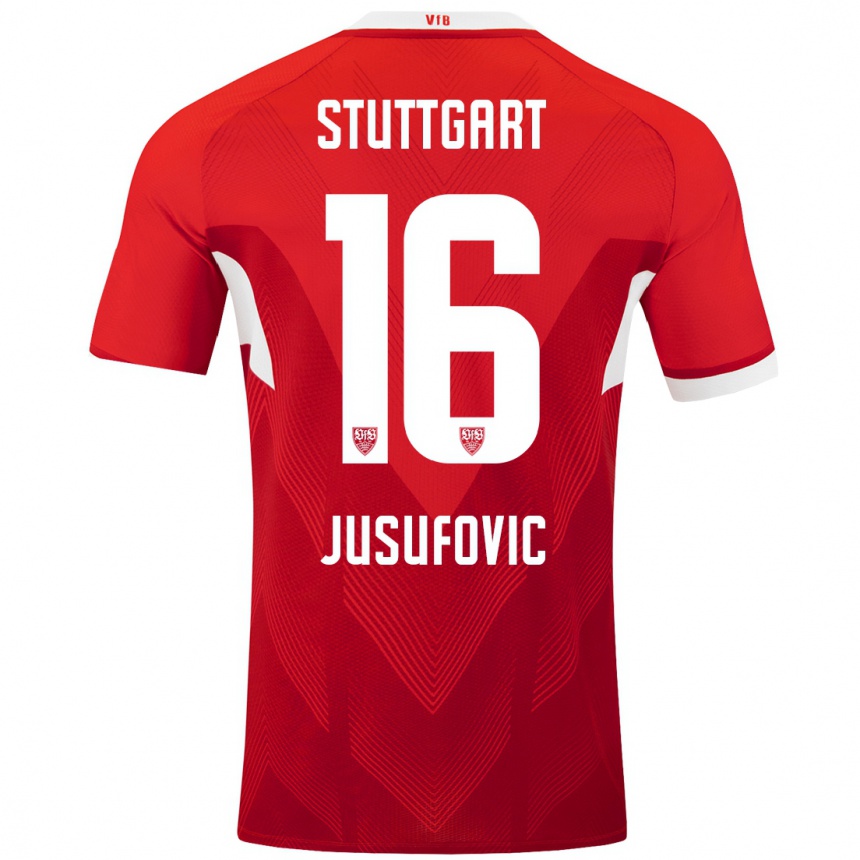 Hombre Fútbol Camiseta Farah Jusufović #16 Rojo Blanco 2ª Equipación 2024/25 México