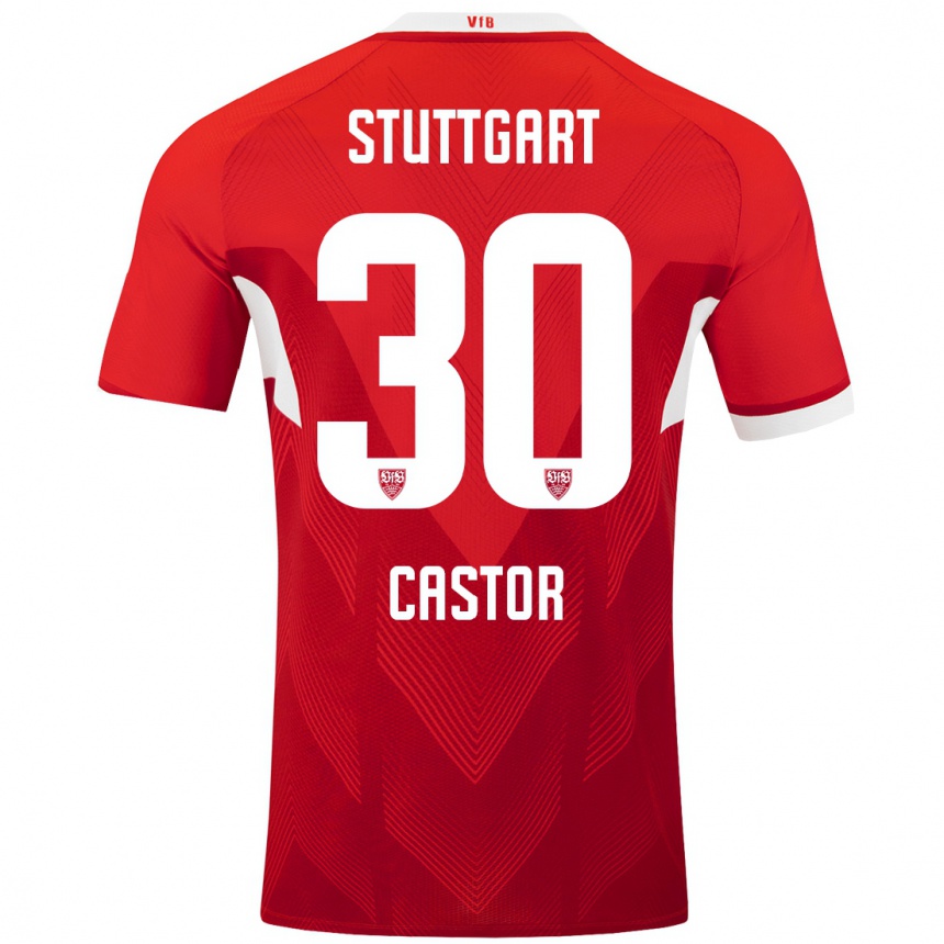 Hombre Fútbol Camiseta Joy Castor #30 Rojo Blanco 2ª Equipación 2024/25 México