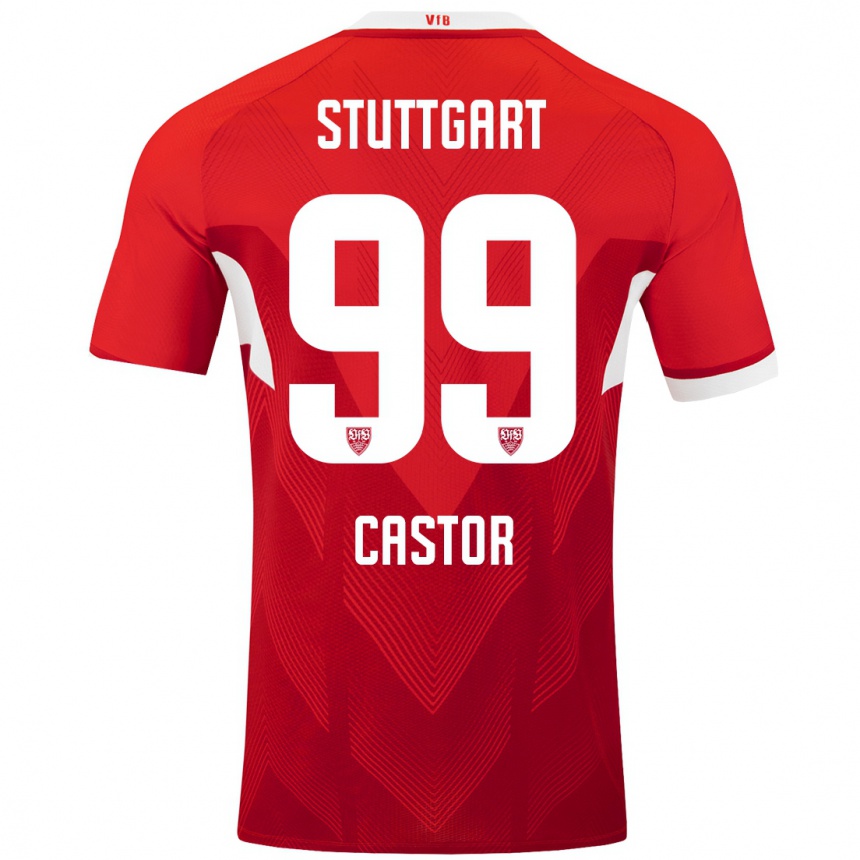 Hombre Fútbol Camiseta Gillian Castor #99 Rojo Blanco 2ª Equipación 2024/25 México