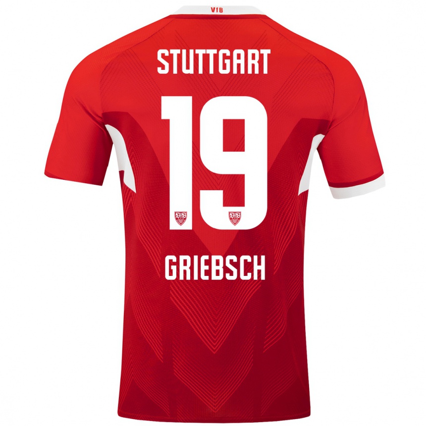 Hombre Fútbol Camiseta Lukas Griebsch #19 Rojo Blanco 2ª Equipación 2024/25 México