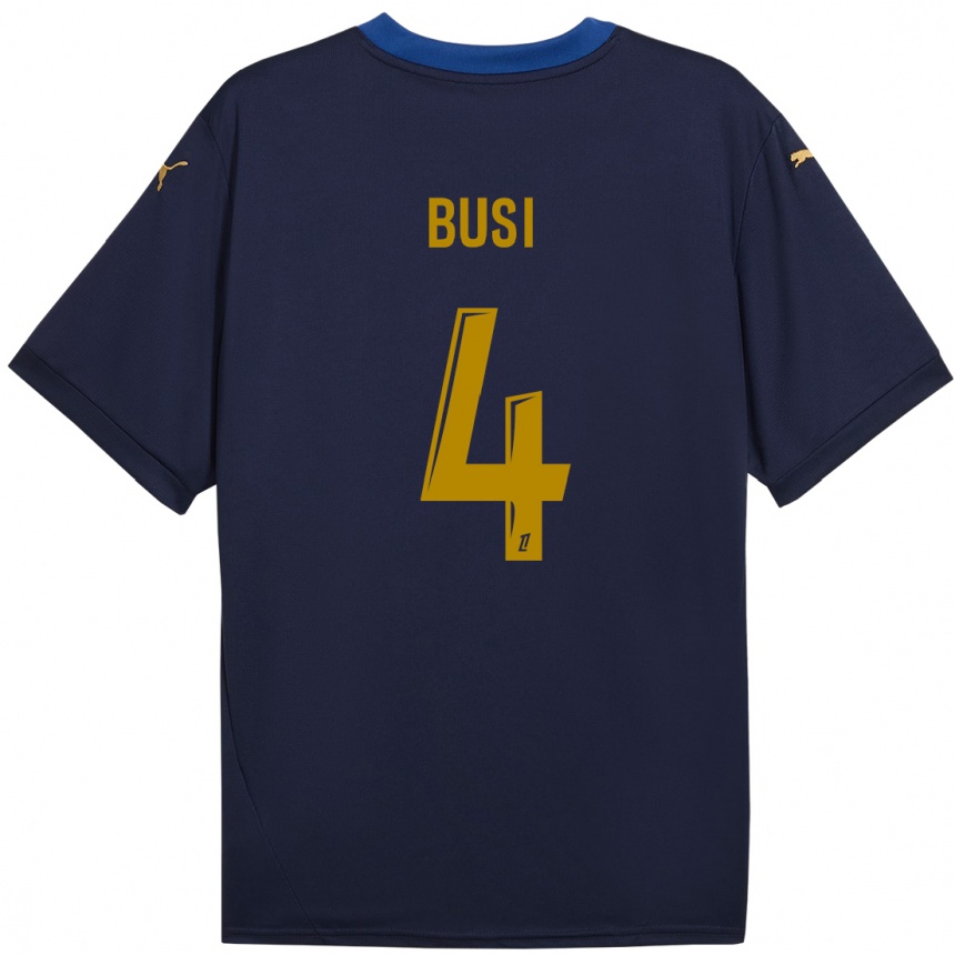 Hombre Fútbol Camiseta Maxime Busi #4 Azul Marino Dorado 2ª Equipación 2024/25 México