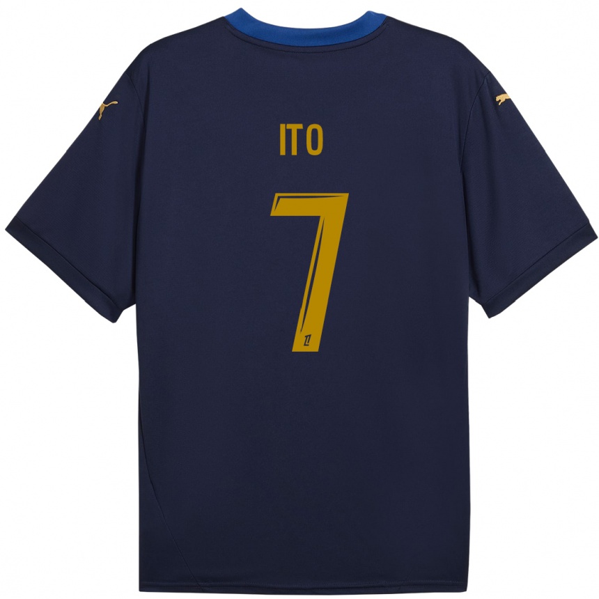 Hombre Fútbol Camiseta Junya Ito #7 Azul Marino Dorado 2ª Equipación 2024/25 México