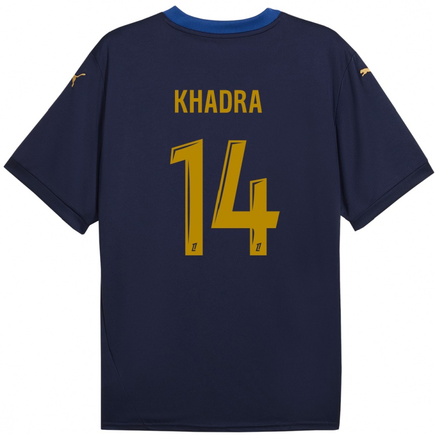 Hombre Fútbol Camiseta Reda Khadra #14 Azul Marino Dorado 2ª Equipación 2024/25 México