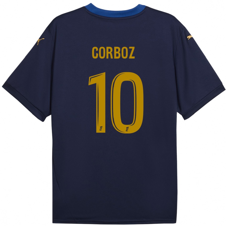 Hombre Fútbol Camiseta Rachel Corboz #10 Azul Marino Dorado 2ª Equipación 2024/25 México