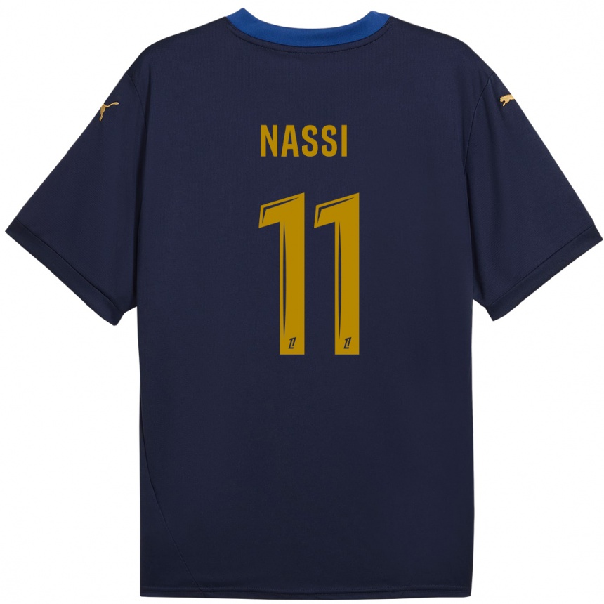 Hombre Fútbol Camiseta Jade Nassi #11 Azul Marino Dorado 2ª Equipación 2024/25 México