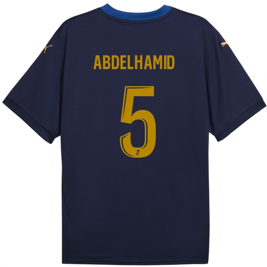 Hombre Fútbol Camiseta Yunis Abdelhamid #5 Azul Marino Dorado 2ª Equipación 2024/25 México