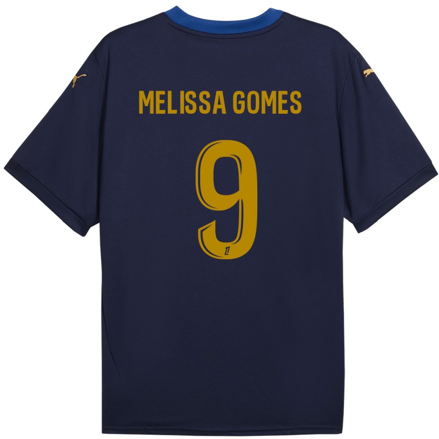 Hombre Fútbol Camiseta Melissa Ferreira Gomes #9 Azul Marino Dorado 2ª Equipación 2024/25 México