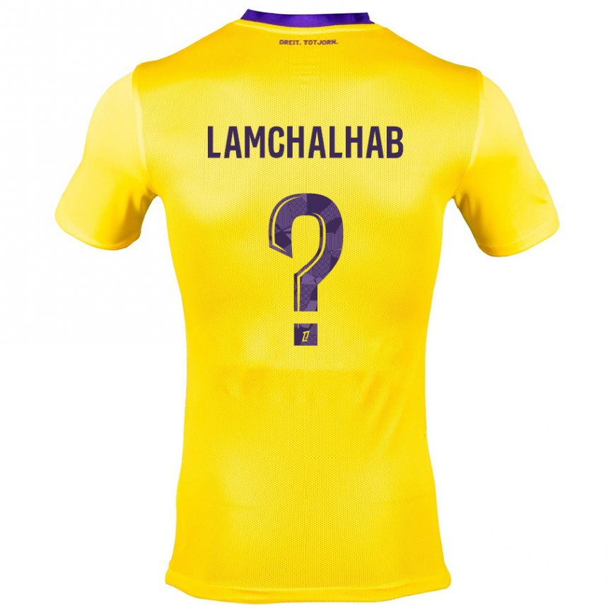 Hombre Fútbol Camiseta Merwan Lamchalhab #0 Amarillo Morado 2ª Equipación 2024/25 México